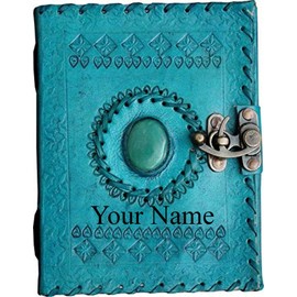 ALCRAFT Leather Handmade Paper Notebook Dairy with Lock for Office/Home Size of (H) 7 x (L) 5 - Ocean Blue