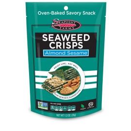 Seapoint Farms Seaweed Crisps, Almond Sesame, Vegan, Gluten-Free, Kosher, and Non-GMO, Healthy Snack, 1.2 oz. Bag, (Pack of 12)