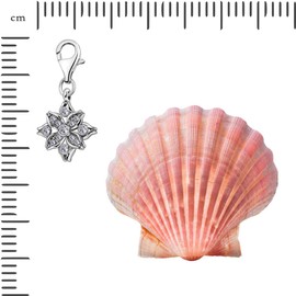 Quiges Women's Silver Plated Flower Charm Pendant Jewellery for Charm Bracelet, Crystal, Cubic Zirconia