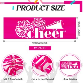 Acellegic 24 Pcs Cheerleader Gift Bulk Cheerleading Plastic Tumbler Cheer Team Cooling Towel Reusable Cheerleader Water Bottle with Lid and Straw for Cheer Sport Party Favor Women Girl Teen (Rose Red)