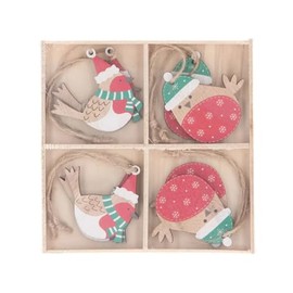 Gisela Graham 5cm Wooden Robin Decorations (Box of 8)