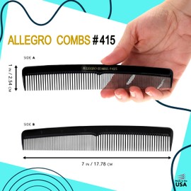 Allegro Combs #415 Combs for Women, 7 Inches Combs for Men, Parting Comb, Hair Comb, Comb for Men 6 Count (Black)