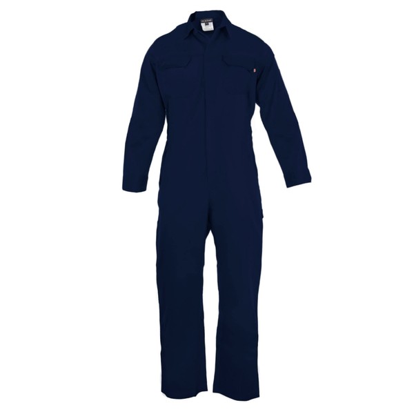Just In Trend Flame Resistant FR Coverall - 88% C / 12% Nylon (X-Large, Navy Blue)