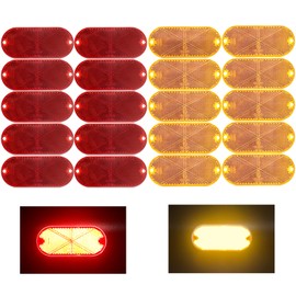 MGMSINYO Reflector Self Adhesive Oval 114X50mm Safety Waterproof Stick on for Driveway Mailbox Trees 20pcs Red Yellow
