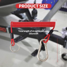 Amzlysdok 6FT Trailer Brake Away Cable,Trailer Breakaway Safety Cable Spring Towing Coiled Wire Steel Braided Safety Cable with PU Coating,for Breakaway Switch,RVs, Campers, Trailers(Red)