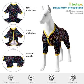 LovinPet Surgery Pajamas Pitbull - Stretch Knit Dog Shirt, Unicorn Print, Lightweight Pullover Pet Pajamas, Full Coverage Dog Pjs, Big Dog Onesie, Large Dog Jammies,Blue L
