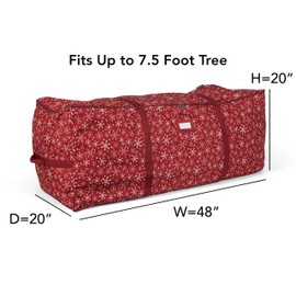 Covermates Keepsakes Christmas Tree Cinch Bag - Superior Protection, Cinch Straps, Fits Up to 9 to 11-Foot Tree - Holiday Storage, Red Snowflake