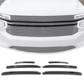 Linskip Grille Inserts Compatible with 2021-2024 Chevy Suburban/Tahoe, Carbon Fiber Black Front Grille Overlay Cover for Suburban Exterior Accessories
