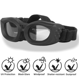 Dog Goggles Small Breed, UV/Wind/Dust/Fog Protection Pet Sunglasses with Adjustable Strap,Outdoor Dog Sunglasses for Small Dogs,Easy Wear