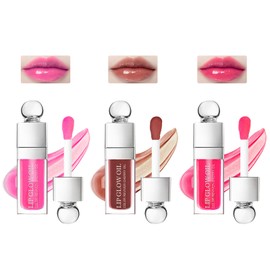 ALIIP Lipgloss, 3Pcs Plumping Gloss Feuchtigkeitsspendender Lip Oil, Lip Gloss mit 3D-Effekt, Lip Tint Lippenpflege für Voller Wirkende Lippen(007,012,015)