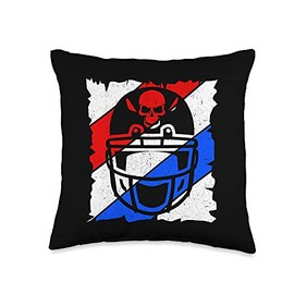 Sports - American Football Crew American Football-Skeleton Skull Throw Pillow, 16x16, Multicolor