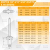 500Pcs 304 Stainless Steel Pop Rivets Kit, 9 SAE Sizes,