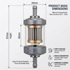 3/16" 6mm Universal Inline Fuel Filter, High Strength PC Clear