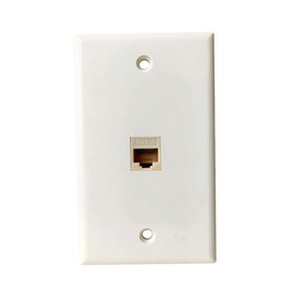 BOPLAT Single Gang CAT6 Ethernet Wall Plate Light Almond - 1 Port CAT 6 RJ45 Keystone Jack Network Outlet Cover Plate Female to Female for CAT8/CAT7/CAT6/CAT5e Cables