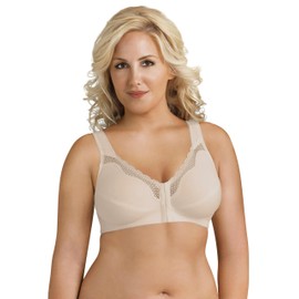 Exquisite Form 5100531 Fully Wireless Cotton Back & Posture Support Bra, Damask Neutral, 46C