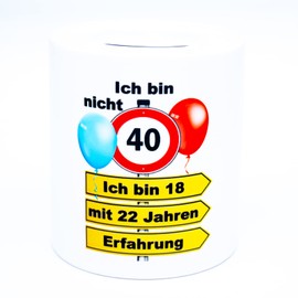 Ich bin nicht 40 bin 18 mit 22 Jahren Erfahrung Geldgeschenk lustig Spardose Sparschwein Sparbüchse Sparkasse Spaß Geld Geschenk Verpackung zum Geburtstag Geburtstagsgeschenk für Mann Frau Geschenkbox