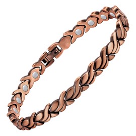 Feraco Feraco Copper Bracelet for Women 99.99% Solid Copper Magnetic Bracelets, Unique X Shape Links (Fishtail)