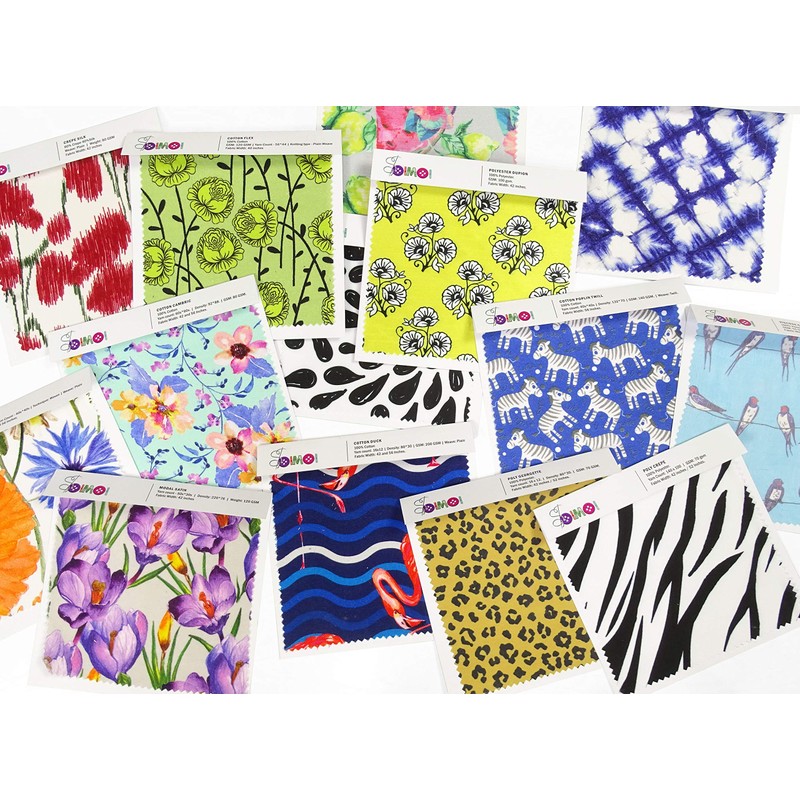 Soimoi Fabric Swatches Samples Bundle, Includes 32 Different Natural &