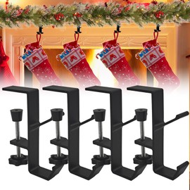 2 in 1 Garland and Stocking Mantel Hangers Fireplace, Heavy Duty Garland Hanger Xmas, Christmas Stocking Holders for Mantle Garland,Mantle Hooks for Garland Set of 4 Home Christmas Decoration Holder