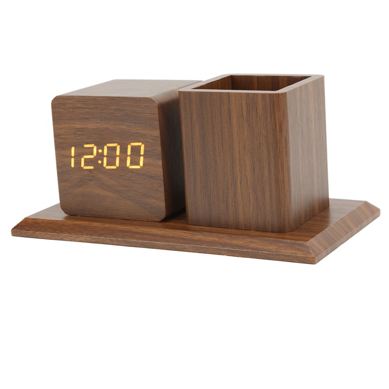 Pen Holder Clock Temperature Calendar Display 3 Level Brightness Adjustment