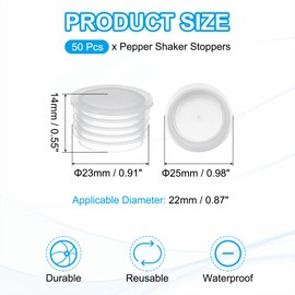 PATIKIL Salt and Pepper Shaker Stoppers 22mm/0.87", 50Pcs Plastic Salt Shaker Plug Replacement Reusable Clear Round End Cap for Pots Bottles Pipes