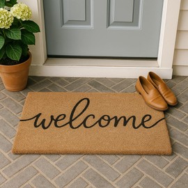 Casafoyer Welcome Door Mat for Front Door – Outdoor Coir Doormat with Non-Slip Backing, Durable Entrance for Outside Entryway, Easy Clean for Home Décor, 30”x17”