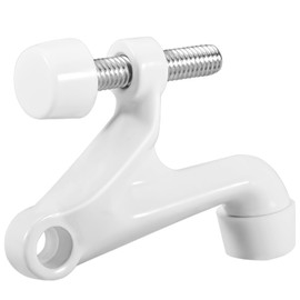 HOMOTEK 1 Pack Hinge Pin Door Stoppers, Hing Door Stops, Adjustable Deluxe Heavy Doorstops for Top of Door, Door Hinge Stoppers with White Rubber Bumper Tips, White