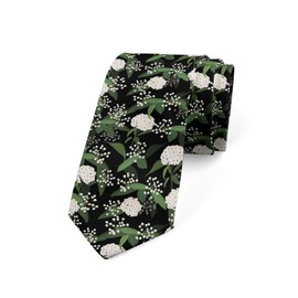 Ambesonne Men's Tie, White Hydrangea Wedding, Necktie, 3.7", Black Army Green