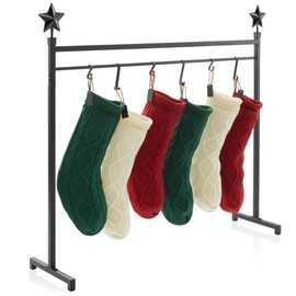 Casafield 3ft Christmas Stocking Holder Stand, Holiday Decor Hanger Display for Home with 12 Hooks, Name Tags, and Chalk Marker