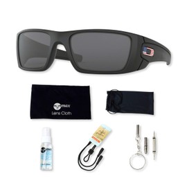 Oakley Fuel Cell, OO9096 (38) Matte Black/Gray 60mm, Sunglasses Bundle with original case, and accessories (5 items)