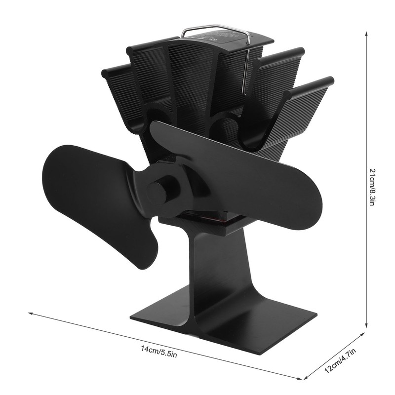 2 Blade Heat Powered Wood Fireplace Fan 1200RPM 25dB Low