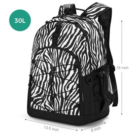 Choco Mocha Zebra Print Backpack for Teen Girls, Travel School Backpack for Girls Middle School Large Bookbag 18 Inch, Black