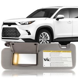 PEVAST Left Driver Side Sun Visor Compatible with Toyota Highlander 2014 2015 2016 2017 2018 2019 Sun Visor Replacement 74320-0E074-B0(Grey)