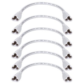 T5 T8 LED Tube Connector Adapter Cable Connector Cable Wire 8 inch Double Male to Male End Extension Cord for Integrated LED Fluorescent Tube Light Bulb Lamp Holder Socket(6-Pack 3Pin Male)