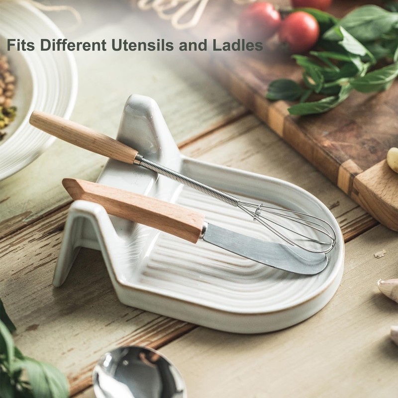 Ceramic Spoon Rest for Countertop Heat-Resistant Spoon Rest for Stove
