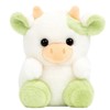 Palm Pals, Cow Plush Toy, Soft White and Green Stuffed