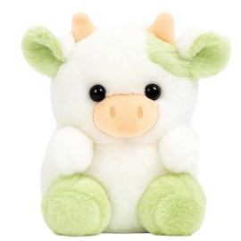 Palm Pals, Cow Plush Toy, Soft White and Green Stuffed Animal, 20cm Cuddly Companion for Kids, for Birthday Parties and Home Decor