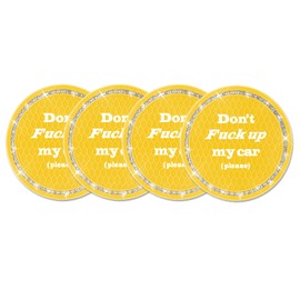 Lyxheth 2PCS Bling Car Cup Holder Coaster, Cup Holder Insert, 2.75 Inch Auto Cup Holders Insert Coaster, Car Accessory Silicone Anti-Slip Crystal Rhinestone Drink Cup Mat for Women (Yellow, 4PCS)