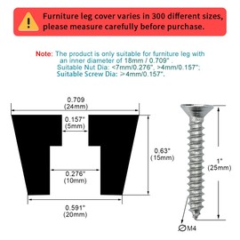 sourcing map 4pcs Rubber Feet Bumper Furniture Table Amplifier Speaker Cabinet Floor Protector Desk Printer Leg Pads with Screws, D24x20xH15mm