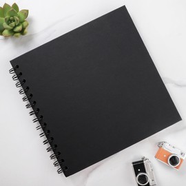 MEMOTOR Scrapbook 7 x 7 Inch DIY Photo Album, Memory Book for Couples/Wedding/Newborn Baby, Hardcover Kraft Paper Black 20 Sheets/ 40 Pages