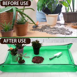 Plant Repotting Mat,Extra Large Waterproof Potting Mat,Foldable Potting Mat for Indoor Plant Transplanting and Dirt Control,Portable Gardening Mat,Reusable Plant Mats for Repotting(43''*30'',Green)