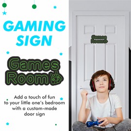 Green Games Room Kids Bedroom Door Sign - Unique Gift - Door Plaque, Girls/Boys, Decor, Kids Room, Gaming