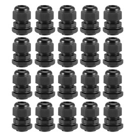 TA-VIGOR 20Pcs M16 x 1.5 Cable Gland, IP68 Waterproof Adjustable Plastic Nylon Wire Connectors Gland Joints for 4mm-8mm Cables, Locknut Stuffing Glands with Locknut and Washer – Black
