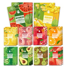 20 Pcs Face Masks Skincare,Hydrating Sheet Masks,Collagen Night Wrapping Mask,Facial Mask for Men&Women,with Collagen Essence and Fruit Extracts,Nourishing and Moisturizing for All Skin Types B12