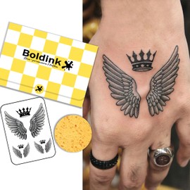 Boldink Semi-permanent tattoos, realistic fake tattoos, last 7-15 days, waterproof non-reflective temporary tattoo stickers, cruelty-free, uniquely designed exquisite packaging（Wings 1）