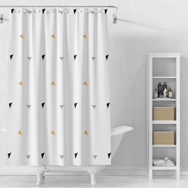 Cawtiuly Graphic Pattern Shower Curtains Waterproof Washable Fabric Bath Curtain Set with Hooks for Bathroom Hotel Home 39''W x 79''H (Triangular Patterns)