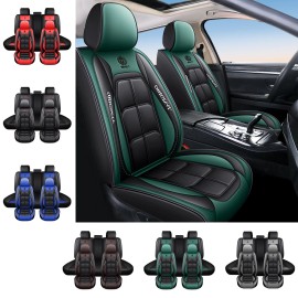 Xiangta Hot Selling Luxury Green Leather Seat Covers Universal Full Set Waterproof Breathable for Most Sedans SUVs TrucksSize: Universal Size, Color: Black & Red