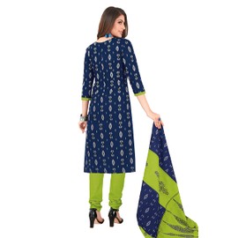 Miraan Traje Salwar estampado de algodón para mujer, Azul, 3X-Large