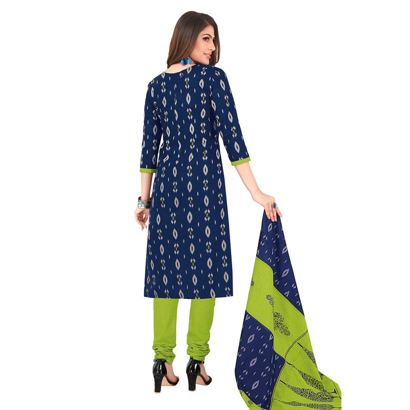 Miraan Traje Salwar estampado de algodón para mujer, Azul, 3X-Large