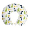 Ambesonne Dinosaur Party Travel Pillow Neck Rest, Happy Cartoon Dino
